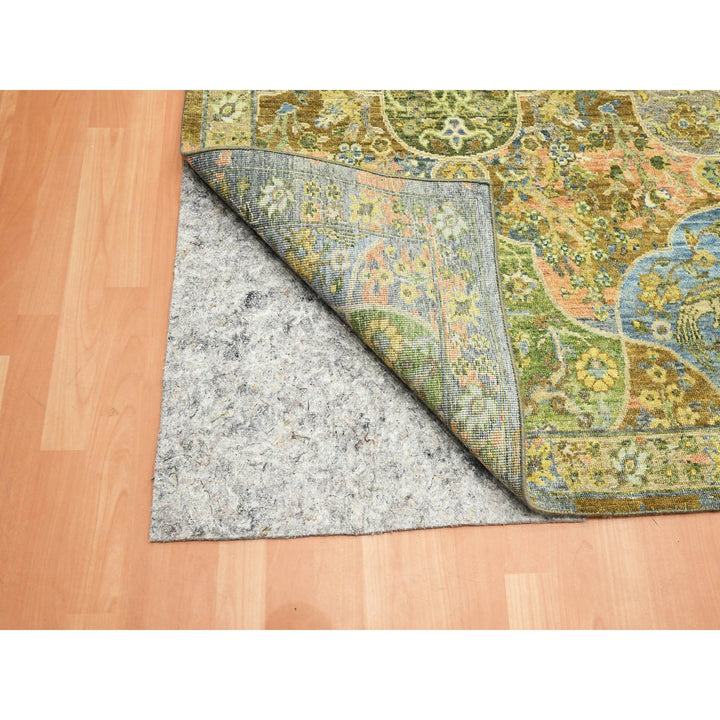 10'0" x 14'3" New Hand Knotted Green Wool Rectangle Oriental Rug - MOA10275561