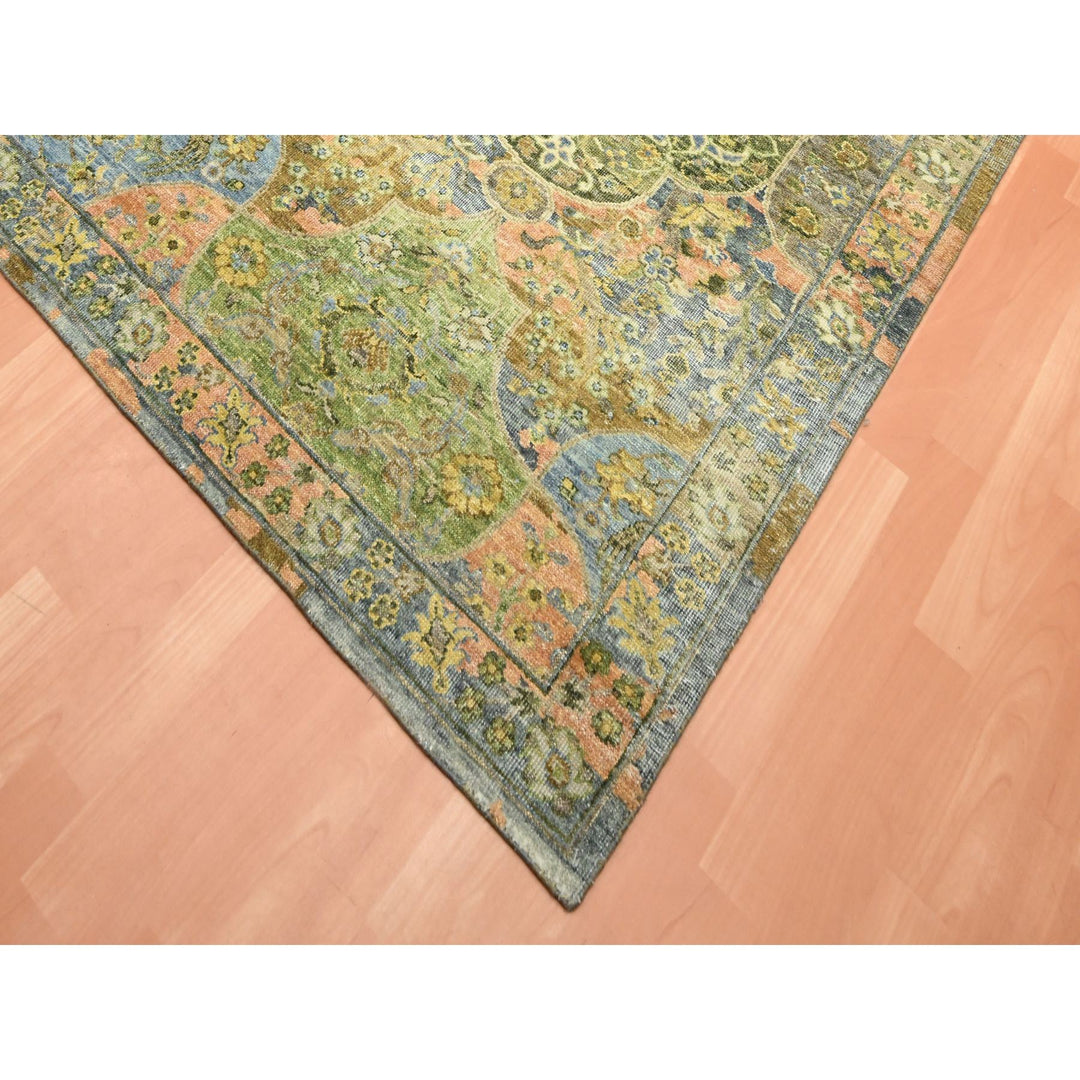 10'0" x 14'3" New Hand Knotted Green Wool Rectangle Oriental Rug - MOA10275561