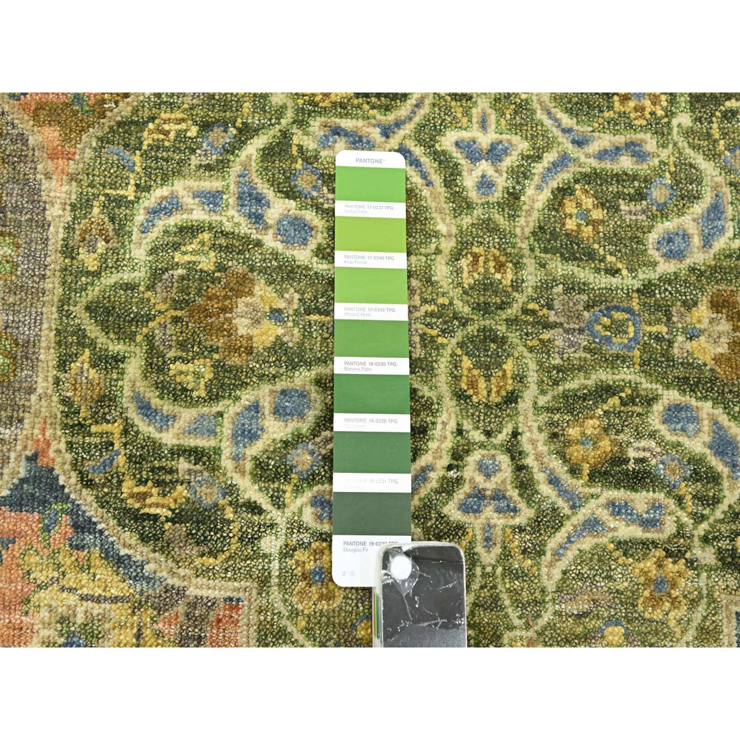 10'0" x 14'3" New Hand Knotted Green Wool Rectangle Oriental Rug - MOA10275561