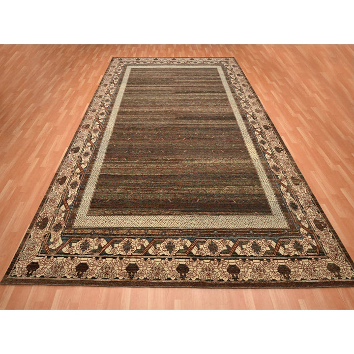 9'11" x 14'3" New Hand Knotted Brown Wool Rectangle Oriental Rug - MOA10275562