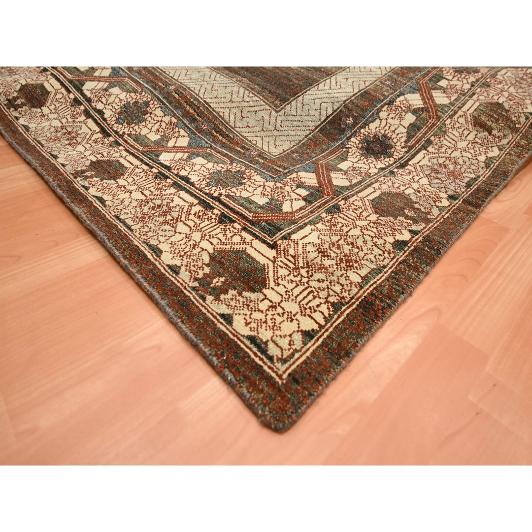 9'11" x 14'3" New Hand Knotted Brown Wool Rectangle Oriental Rug - MOA10275562