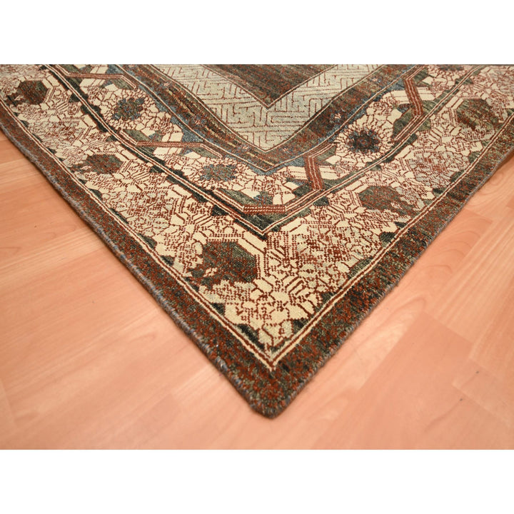 9'11" x 14'3" New Hand Knotted Brown Wool Rectangle Oriental Rug - MOA10275562