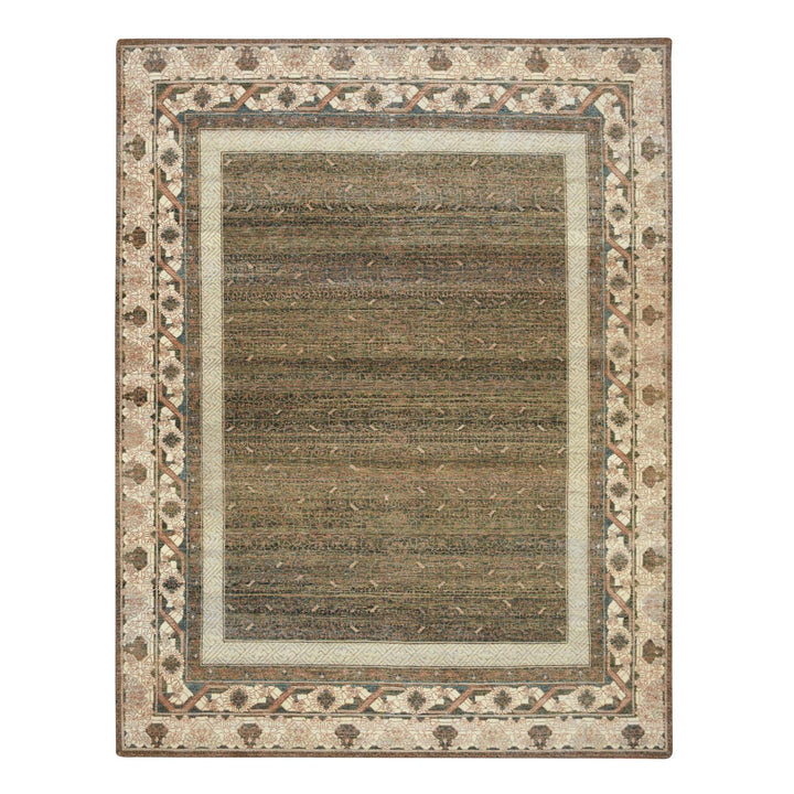 9'0" x 11'10" New Hand Knotted Brown Wool Rectangle Oriental Rug - MOA10275563