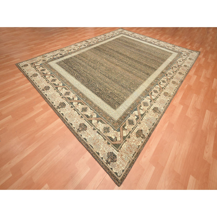 9'0" x 11'10" New Hand Knotted Brown Wool Rectangle Oriental Rug - MOA10275563