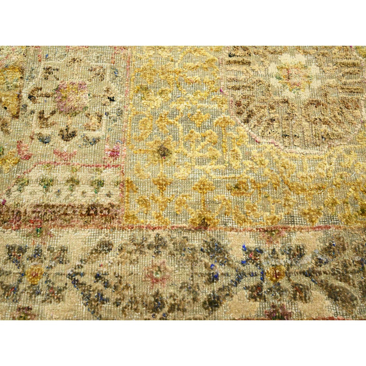 9'11" x 13'9" New Hand Knotted Green Wool & Silk Rectangle Oriental Rug - MOA10275566