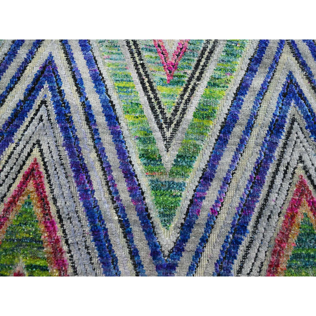 9'8" x 9'10" New Hand Knotted Pink Wool & Silk Round Oriental Rug - MOA10275568