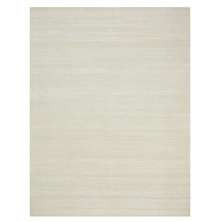 9'0" x 11'10" New Hand Knotted Ivory Wool Rectangle Oriental Rug - MOA10275570