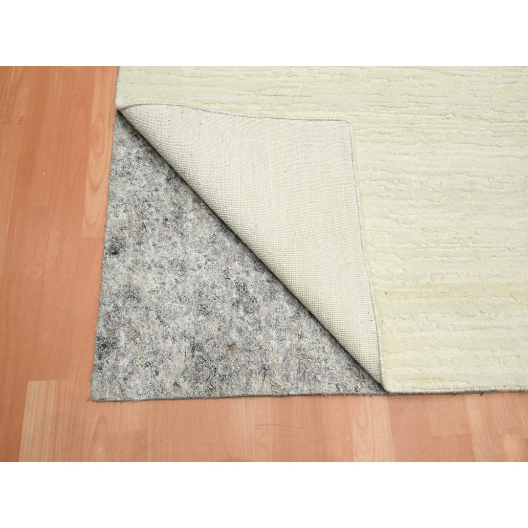9'0" x 11'10" New Hand Knotted Ivory Wool Rectangle Oriental Rug - MOA10275570