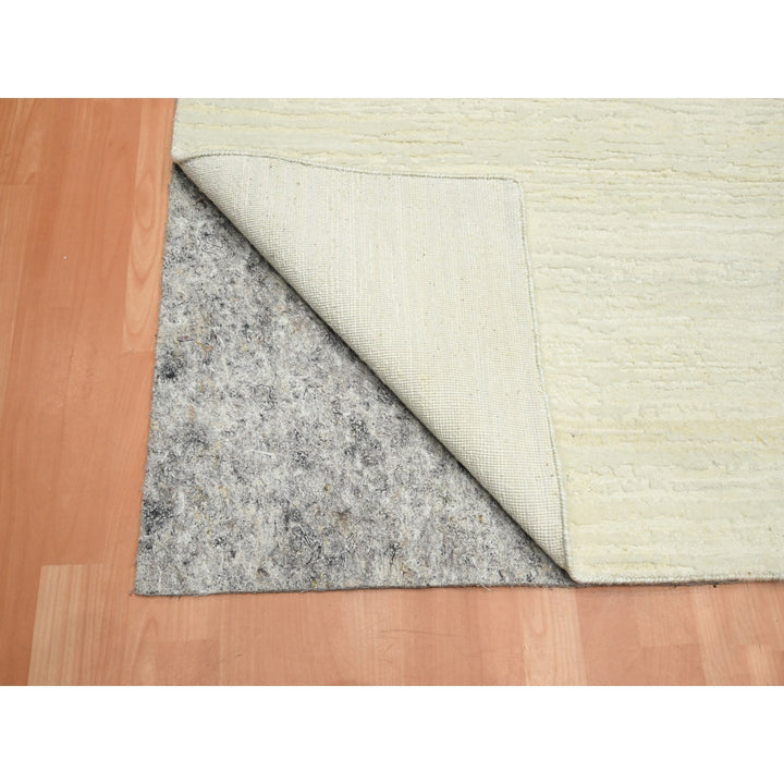 9'0" x 11'10" New Hand Knotted Ivory Wool Rectangle Oriental Rug - MOA10275570