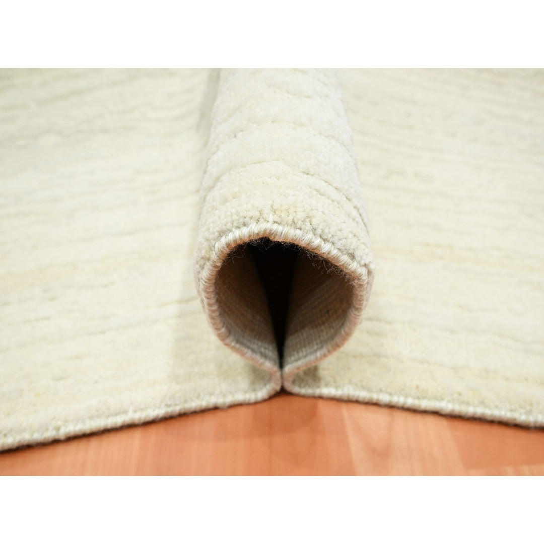 9'0" x 11'10" New Hand Knotted Ivory Wool Rectangle Oriental Rug - MOA10275570