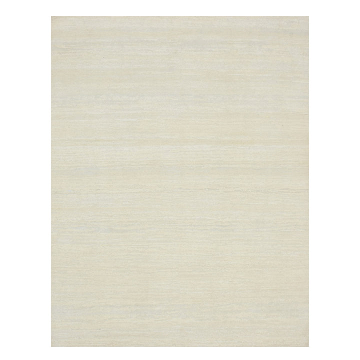7'10" x 10'1" New Hand Knotted Ivory Wool Rectangle Oriental Rug - MOA10275571