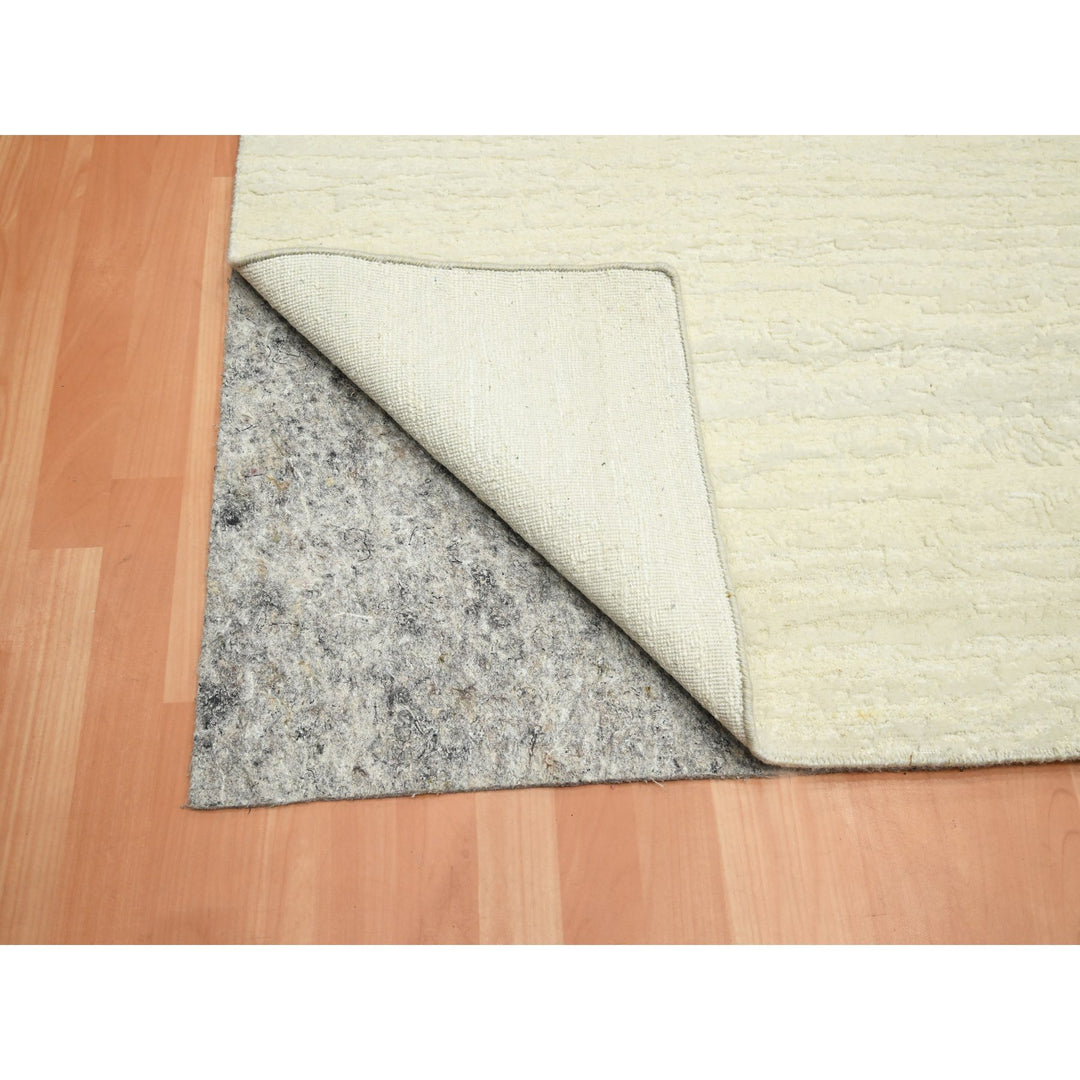 7'10" x 10'1" New Hand Knotted Ivory Wool Rectangle Oriental Rug - MOA10275571