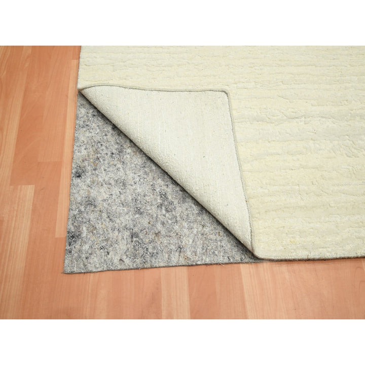 7'10" x 10'1" New Hand Knotted Ivory Wool Rectangle Oriental Rug - MOA10275571
