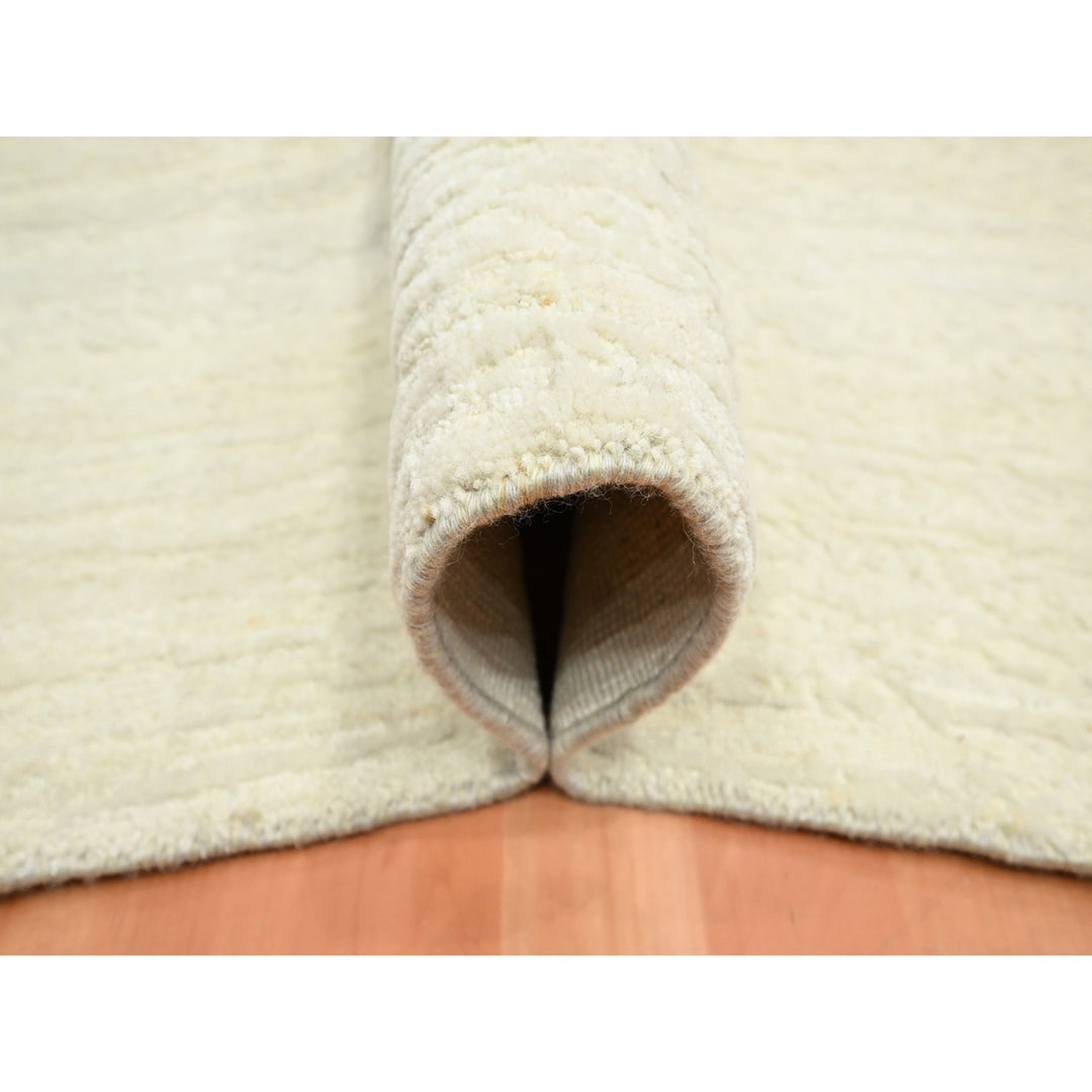 7'10" x 10'1" New Hand Knotted Ivory Wool Rectangle Oriental Rug - MOA10275571
