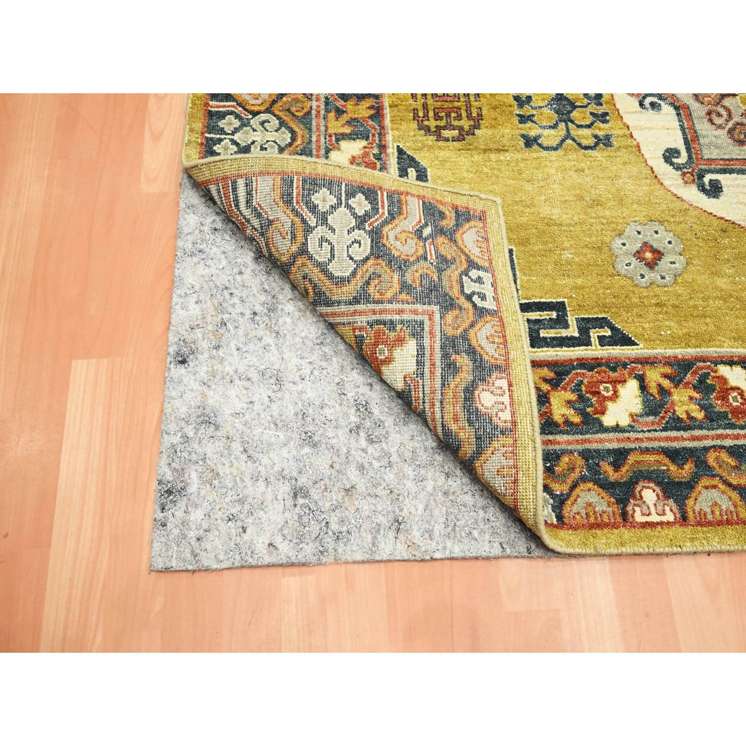 6'1" x 9'4" New Hand Knotted Green Wool Rectangle Oriental Rug - MOA10275572