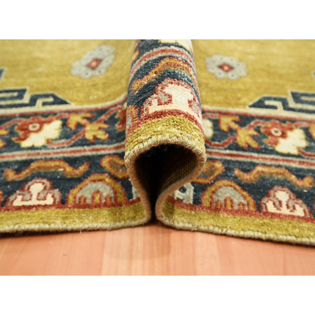 6'1" x 9'4" New Hand Knotted Green Wool Rectangle Oriental Rug - MOA10275572