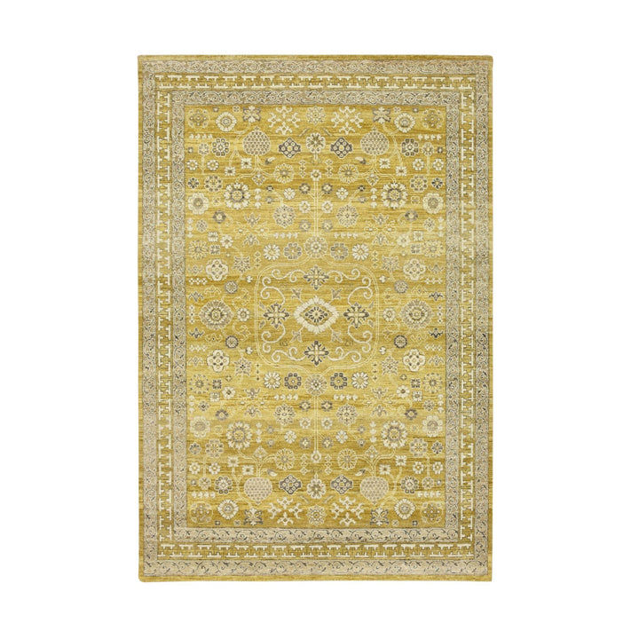 6'2" x 9'3" New Hand Knotted Green Wool Rectangle Oriental Rug - MOA10275573