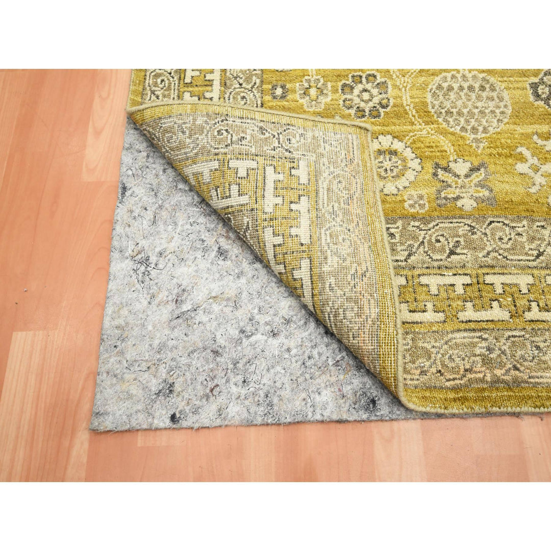 6'2" x 9'3" New Hand Knotted Green Wool Rectangle Oriental Rug - MOA10275573