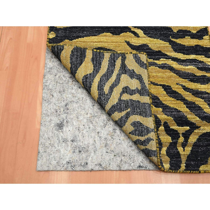 2'6" x 12'0" New Hand Knotted Black Wool Runner Oriental Rug - MOA10275574