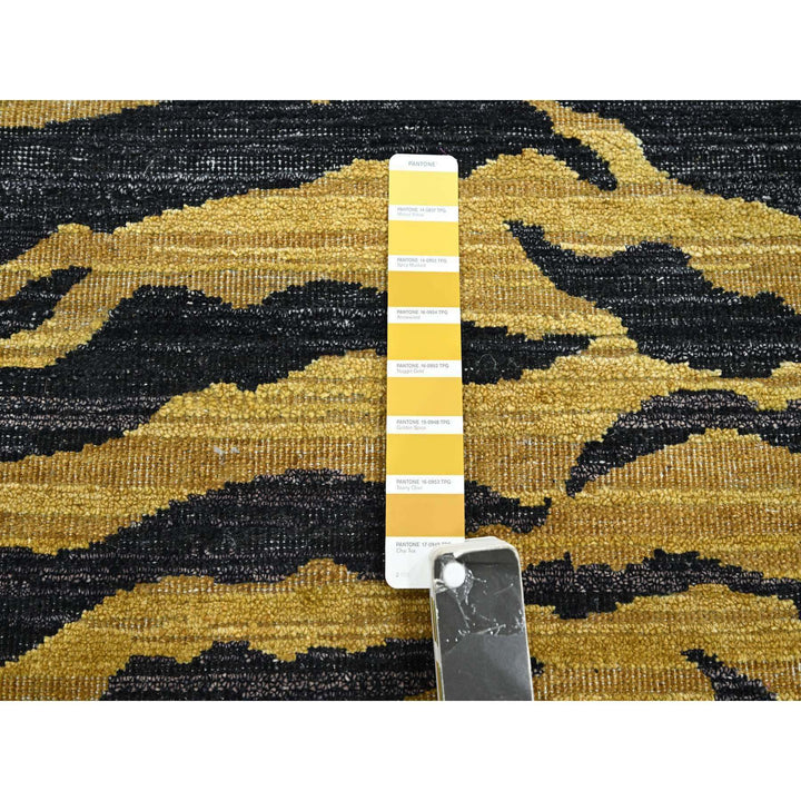2'6" x 12'0" New Hand Knotted Black Wool Runner Oriental Rug - MOA10275574