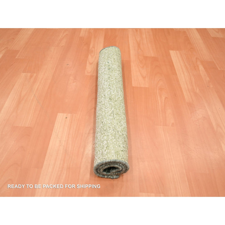2'0" x 3'0" New Hand Knotted Green Wool Rectangle Oriental Rug - MOA10275575