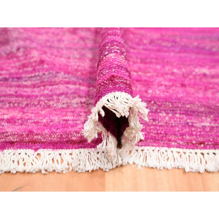 9'1" x 11'7" New Hand Woven Pink Sari Silk Rectangle Oriental Rug - MOA10275577