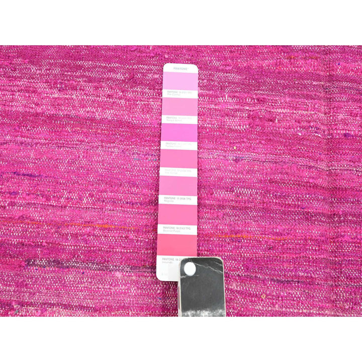 9'1" x 11'7" New Hand Woven Pink Sari Silk Rectangle Oriental Rug - MOA10275577