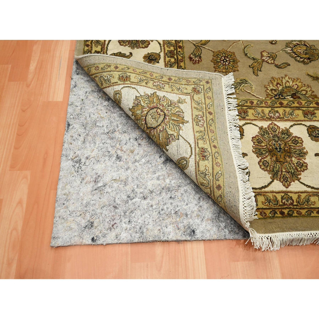 7'10" x 9'10" New Hand Knotted Brown Wool & Silk Rectangle Oriental Rug - MOA10275579