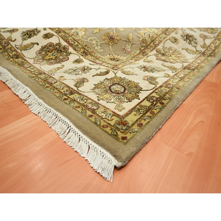 7'10" x 9'10" New Hand Knotted Brown Wool & Silk Rectangle Oriental Rug - MOA10275579