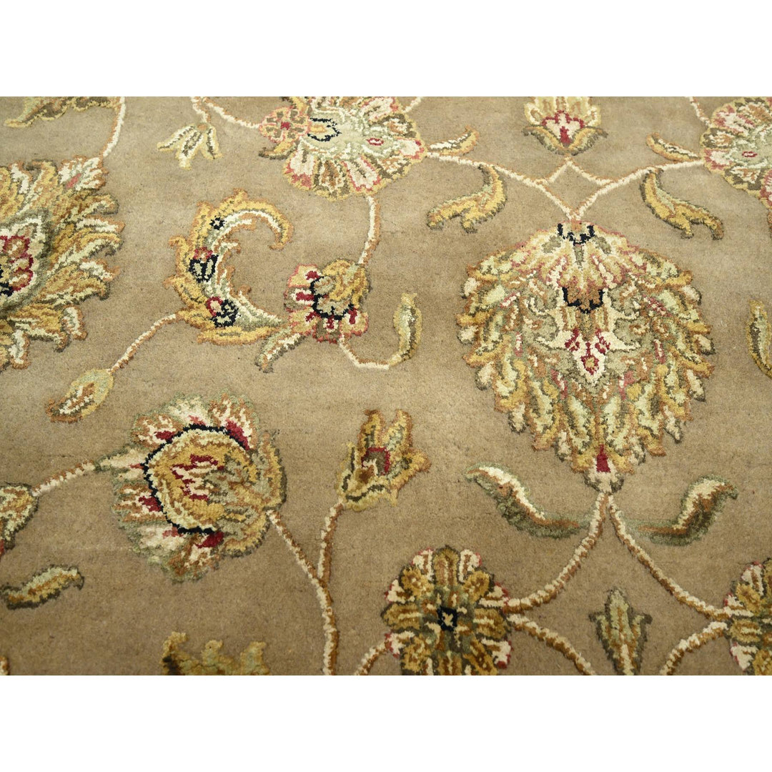 7'10" x 9'10" New Hand Knotted Brown Wool & Silk Rectangle Oriental Rug - MOA10275579