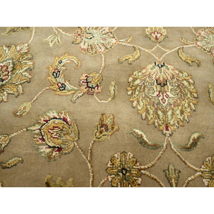 7'10" x 9'10" New Hand Knotted Brown Wool & Silk Rectangle Oriental Rug - MOA10275579