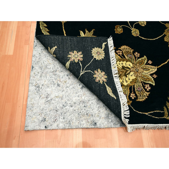 8'2" x 9'11" New Hand Knotted Black Wool & Silk Rectangle Oriental Rug - MOA10275580