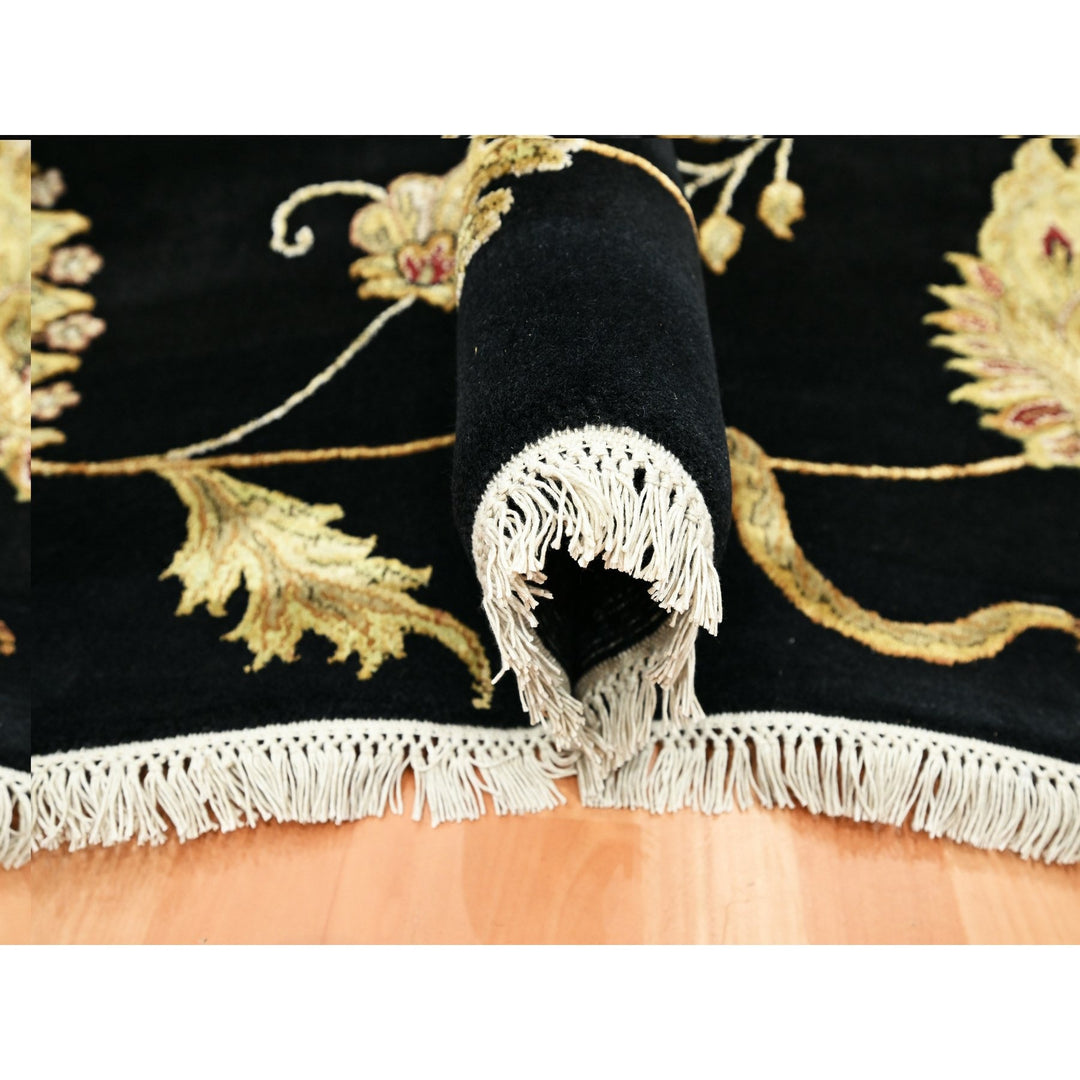 8'2" x 9'11" New Hand Knotted Black Wool & Silk Rectangle Oriental Rug - MOA10275580
