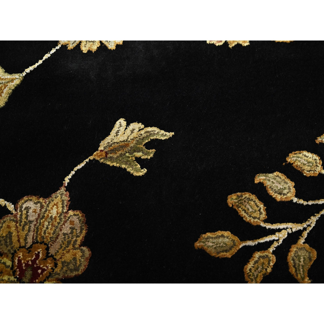 8'2" x 9'11" New Hand Knotted Black Wool & Silk Rectangle Oriental Rug - MOA10275580