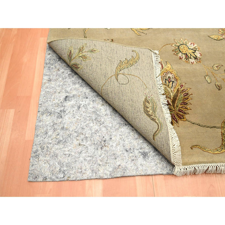 8'0" x 9'11" New Hand Knotted Brown Wool & Silk Rectangle Oriental Rug - MOA10275581