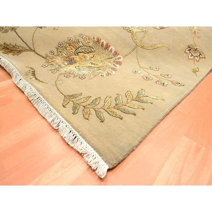 8'0" x 9'11" New Hand Knotted Brown Wool & Silk Rectangle Oriental Rug - MOA10275581