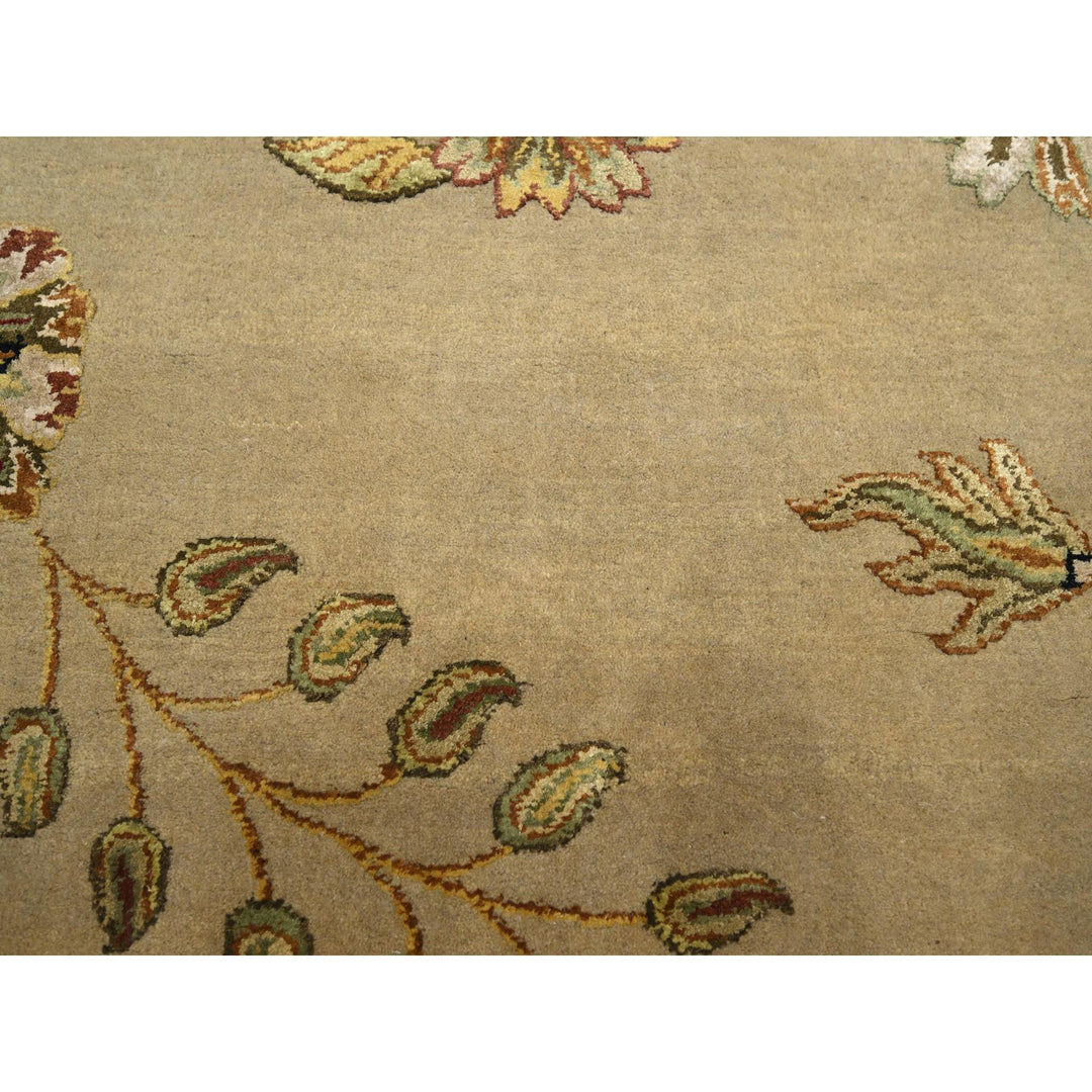 8'0" x 9'11" New Hand Knotted Brown Wool & Silk Rectangle Oriental Rug - MOA10275581