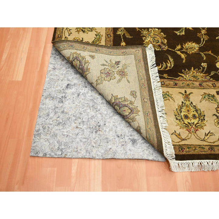 7'10" x 9'11" New Hand Knotted Brown Wool & Silk Rectangle Oriental Rug - MOA10275582