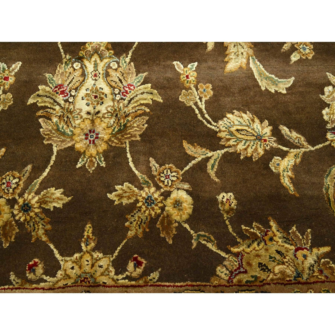 7'10" x 9'11" New Hand Knotted Brown Wool & Silk Rectangle Oriental Rug - MOA10275582