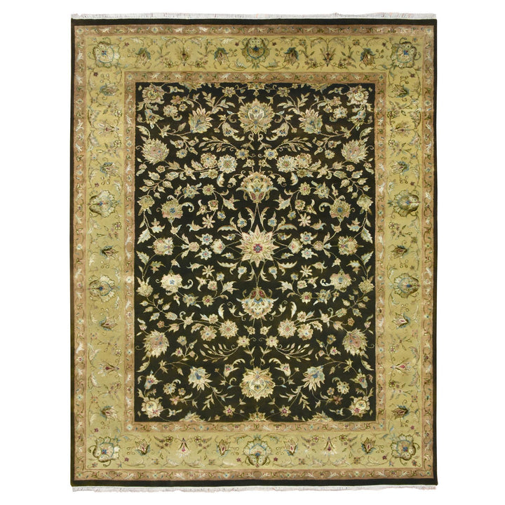 7'10" x 10'0" New Hand Knotted Brown Wool & Silk Rectangle Oriental Rug - MOA10275583