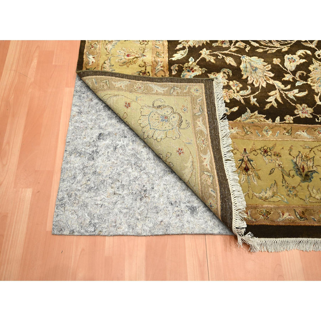 7'10" x 10'0" New Hand Knotted Brown Wool & Silk Rectangle Oriental Rug - MOA10275583