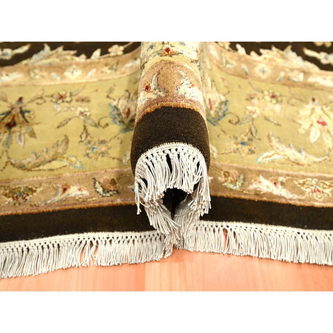 7'10" x 10'0" New Hand Knotted Brown Wool & Silk Rectangle Oriental Rug - MOA10275583