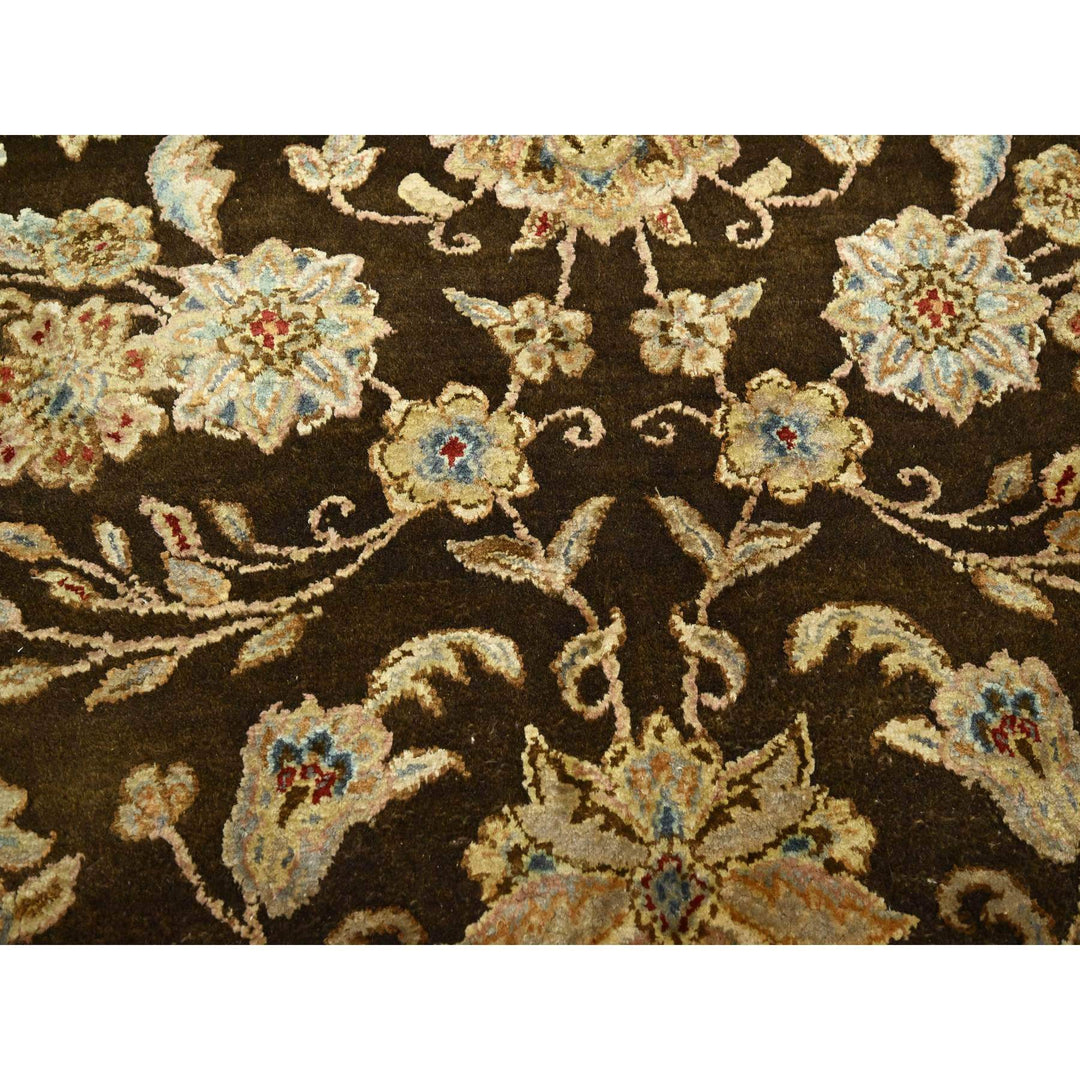 7'10" x 10'0" New Hand Knotted Brown Wool & Silk Rectangle Oriental Rug - MOA10275583