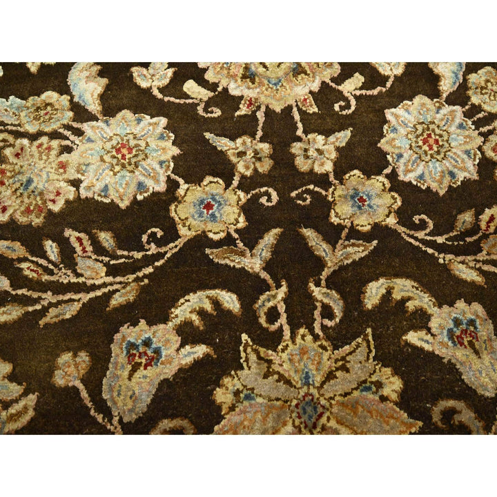 7'10" x 10'0" New Hand Knotted Brown Wool & Silk Rectangle Oriental Rug - MOA10275583