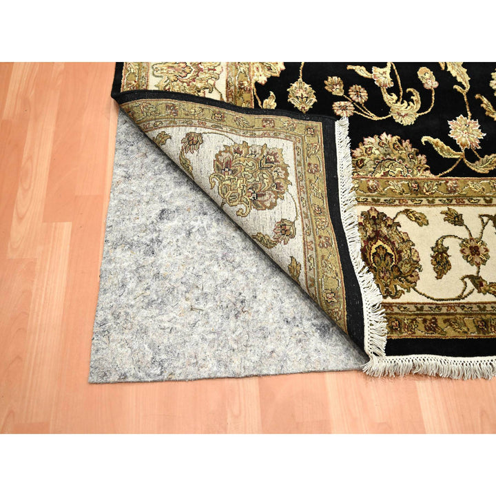 7'10" x 10'4" New Hand Knotted Black Wool & Silk Rectangle Oriental Rug - MOA10275584