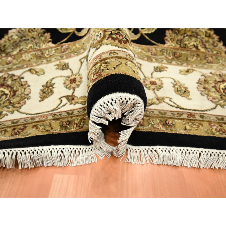 7'10" x 10'4" New Hand Knotted Black Wool & Silk Rectangle Oriental Rug - MOA10275584