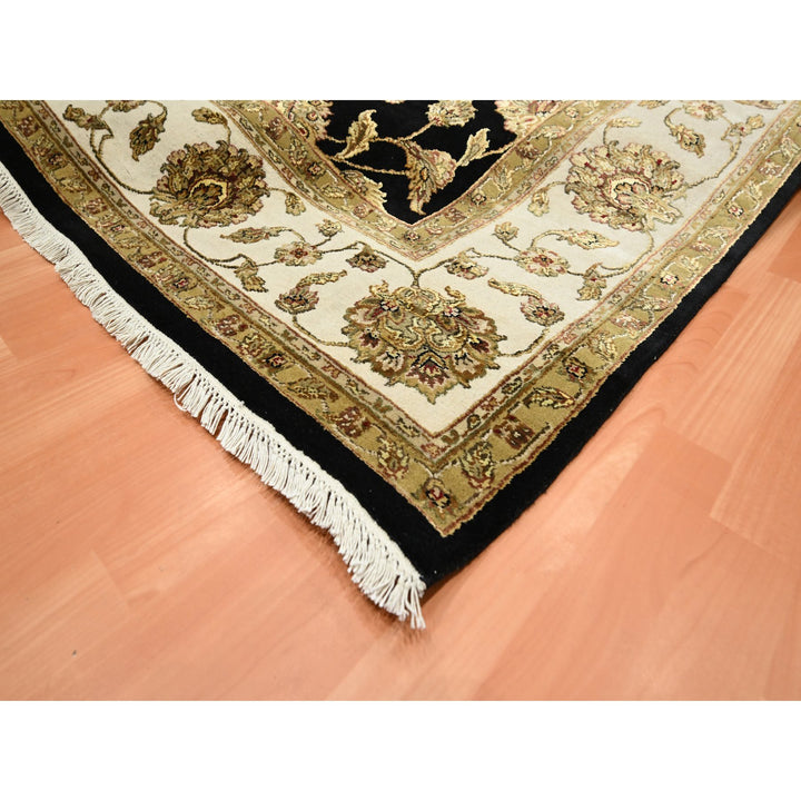 7'10" x 10'4" New Hand Knotted Black Wool & Silk Rectangle Oriental Rug - MOA10275584