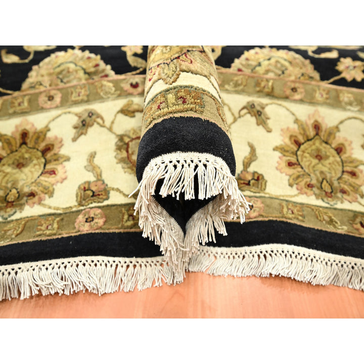 7'9" x 9'11" New Hand Knotted Black Wool & Silk Rectangle Oriental Rug - MOA10275585