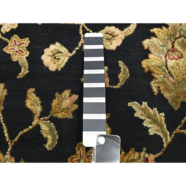 7'9" x 9'11" New Hand Knotted Black Wool & Silk Rectangle Oriental Rug - MOA10275585
