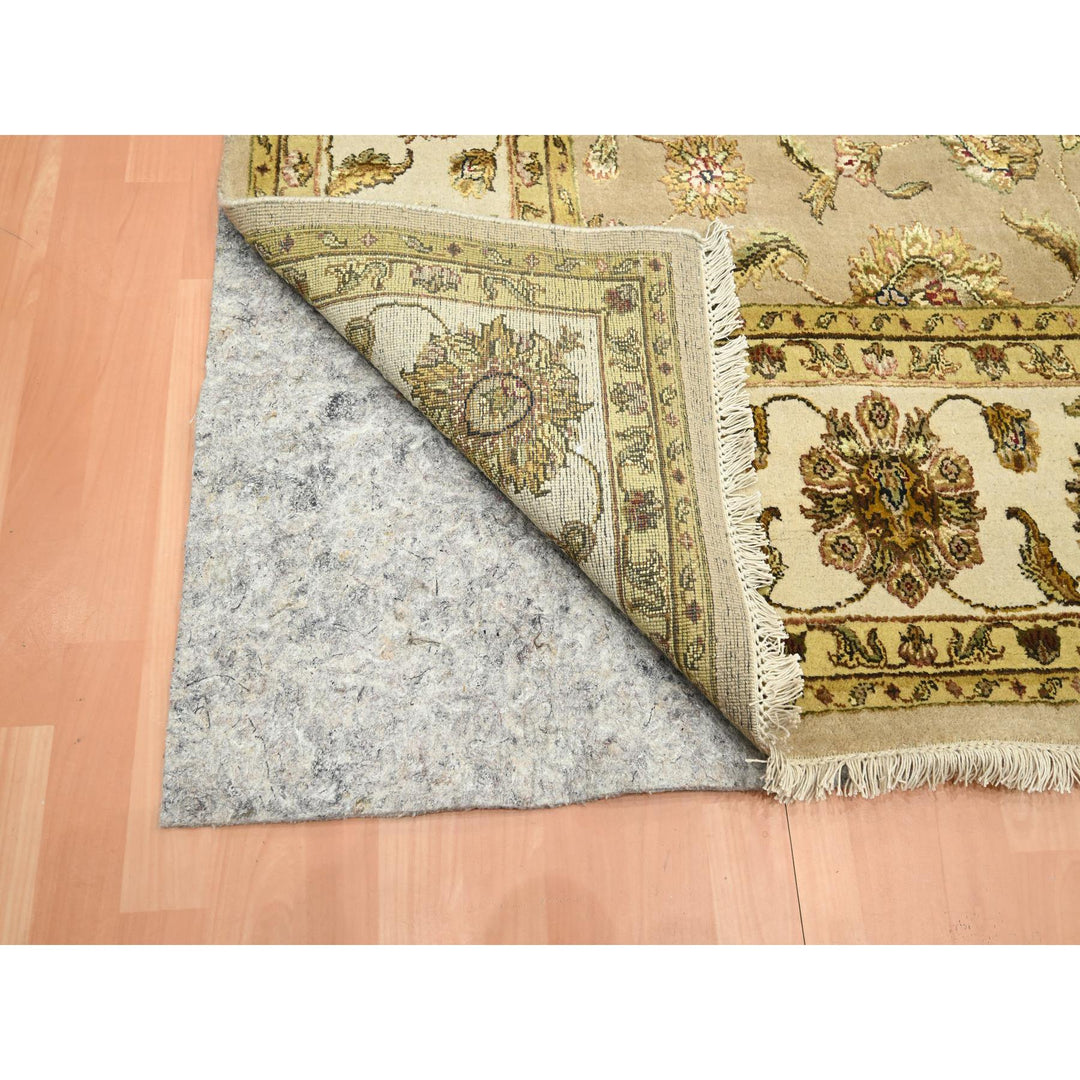 7'8" x 9'10" New Hand Knotted Brown Wool & Silk Rectangle Oriental Rug - MOA10275586